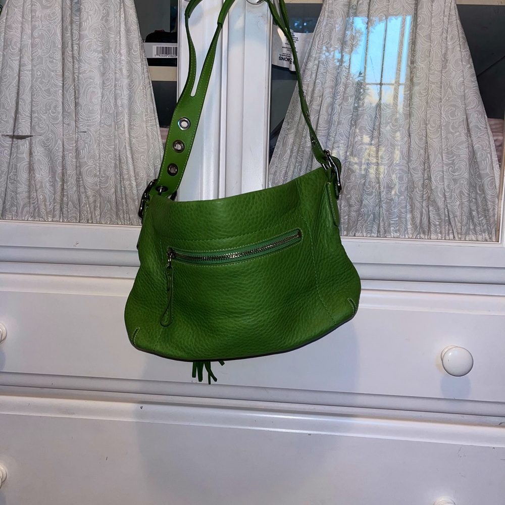 Green vintage mini coach bag